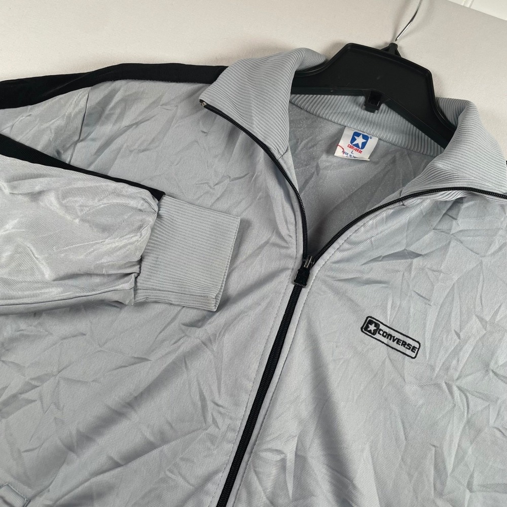 Vintage Converse Starter Track Jacket Full Zip Pullover‎ Gray Black Mens Large